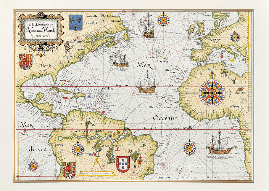 Carte du nouveau monde et du bassin de la Caraïbe