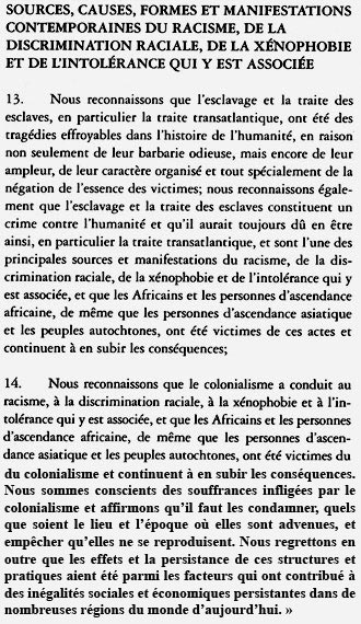 Articles 13 et 14 de la Confrence de Durban contre le racisme