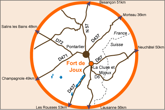 Plan d'accès au Château de Joux