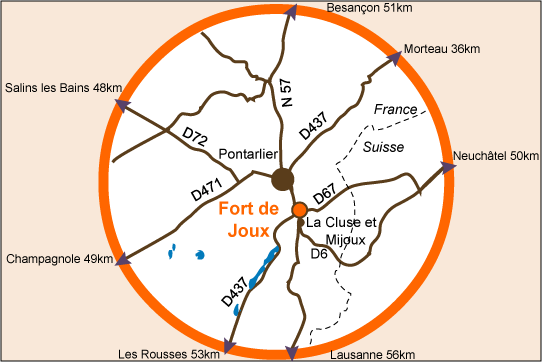 Plan d'accs au Chteau de Joux